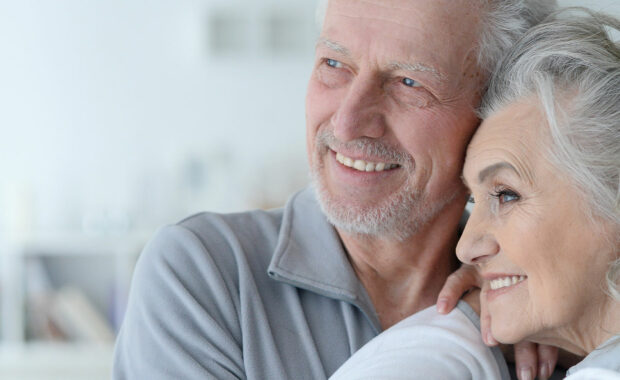 Elderly couple happy with senior care option