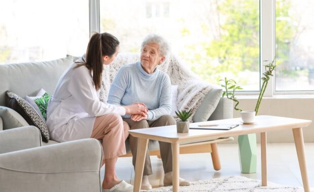 doctor with senior woman in Northern Virginia nursing home