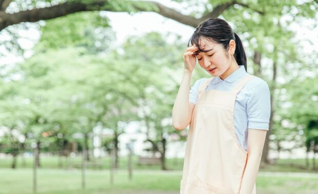 tired asian senior caregiver in Northern Virginia